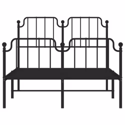 vidaXL Metal Bed Frame Home Bedroom Bed Base Mattress Foundation Bedstead - black, 120 x 200 cm/with headboard & footboard - Additional view 4