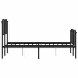 vidaXL Metal Bed Frame Home Bedroom Bed Base Mattress Foundation Bedstead - black, 120 x 200 cm/with headboard & footboard - Additional view 5
