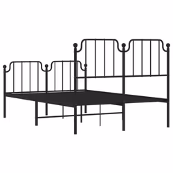 vidaXL Metal Bed Frame Home Bedroom Bed Base Mattress Foundation Bedstead - black, 120 x 200 cm/with headboard & footboard - Additional view 6
