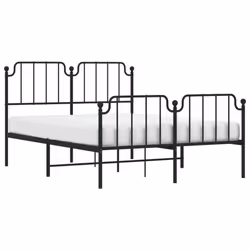 vidaXL Metal Bed Frame Home Bedroom Bed Base Mattress Foundation Bedstead - black, 140 x 190 cm/with headboard & footboard - Additional view 2