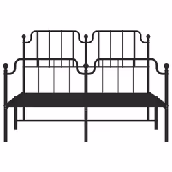 vidaXL Metal Bed Frame Home Bedroom Bed Base Mattress Foundation Bedstead - black, 140 x 190 cm/with headboard & footboard - Additional view 4