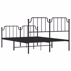vidaXL Metal Bed Frame Home Bedroom Bed Base Mattress Foundation Bedstead - black, 140 x 190 cm/with headboard & footboard - Additional view 6
