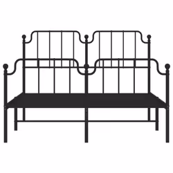 vidaXL Metal Bed Frame Home Bedroom Bed Base Mattress Foundation Bedstead - black, 140 x 200 cm/with headboard & footboard - Additional view 4