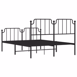 vidaXL Metal Bed Frame Home Bedroom Bed Base Mattress Foundation Bedstead - black, 140 x 200 cm/with headboard & footboard - Additional view 6