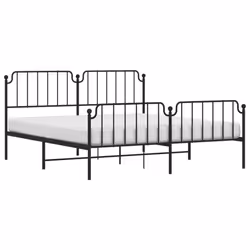 vidaXL Metal Bed Frame Home Bedroom Bed Base Mattress Foundation Bedstead - black, 183 x 213 cm/with headboard & footboard - Additional view 2
