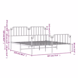 vidaXL Metal Bed Frame Home Bedroom Bed Base Mattress Foundation Bedstead - black, 183 x 213 cm/with headboard & footboard - Additional view 3