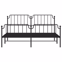 vidaXL Metal Bed Frame Home Bedroom Bed Base Mattress Foundation Bedstead - black, 183 x 213 cm/with headboard & footboard - Additional view 4