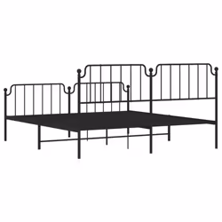 vidaXL Metal Bed Frame Home Bedroom Bed Base Mattress Foundation Bedstead - black, 183 x 213 cm/with headboard & footboard - Additional view 6