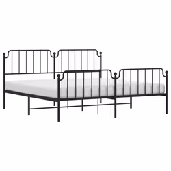vidaXL Metal Bed Frame Home Bedroom Bed Base Mattress Foundation Bedstead - black, 193 x 203 cm/with headboard & footboard - Additional view 2