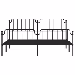 vidaXL Metal Bed Frame Home Bedroom Bed Base Mattress Foundation Bedstead - black, 193 x 203 cm/with headboard & footboard - Additional view 4