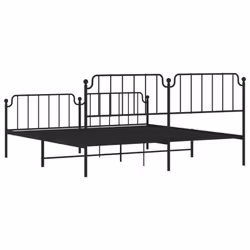 vidaXL Metal Bed Frame Home Bedroom Bed Base Mattress Foundation Bedstead - black, 193 x 203 cm/with headboard & footboard - Additional view 6