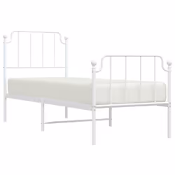 vidaXL Metal Bed Frame Home Bedroom Bed Base Mattress Foundation Bedstead - white, 75 x 190 cm/with headboard & footboard - Additional view 2