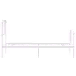 vidaXL Metal Bed Frame Home Bedroom Bed Base Mattress Foundation Bedstead - white, 75 x 190 cm/with headboard & footboard - Additional view 5