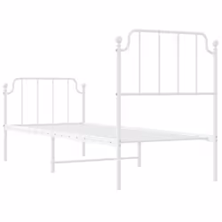 vidaXL Metal Bed Frame Home Bedroom Bed Base Mattress Foundation Bedstead - white, 75 x 190 cm/with headboard & footboard - Additional view 6