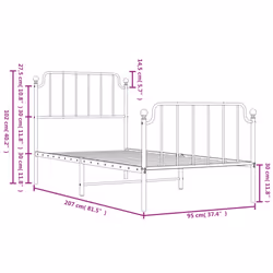 vidaXL Metal Bed Frame Home Bedroom Bed Base Mattress Foundation Bedstead - white, 90 x 200 cm/with headboard & footboard - Additional view 3