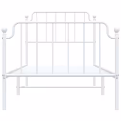 vidaXL Metal Bed Frame Home Bedroom Bed Base Mattress Foundation Bedstead - white, 90 x 200 cm/with headboard & footboard - Additional view 4