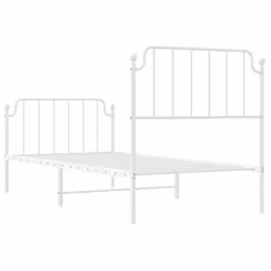 vidaXL Metal Bed Frame Home Bedroom Bed Base Mattress Foundation Bedstead - white, 90 x 200 cm/with headboard & footboard - Additional view 6