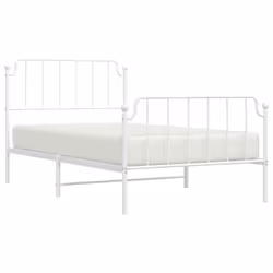 vidaXL Metal Bed Frame Home Bedroom Bed Base Mattress Foundation Bedstead - white, 107 x 203 cm/with headboard & footboard - Additional view 2