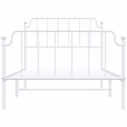 vidaXL Metal Bed Frame Home Bedroom Bed Base Mattress Foundation Bedstead - white, 107 x 203 cm/with headboard & footboard - Additional view 4