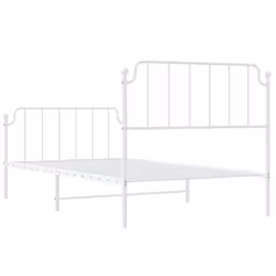 vidaXL Metal Bed Frame Home Bedroom Bed Base Mattress Foundation Bedstead - white, 107 x 203 cm/with headboard & footboard - Additional view 6