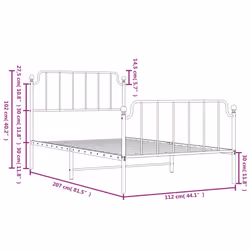 vidaXL Metal Bed Frame Home Bedroom Bed Base Mattress Foundation Bedstead - white, 107 x 203 cm/with headboard & footboard - Additional view 8