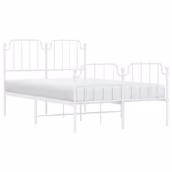 vidaXL Metal Bed Frame Home Bedroom Bed Base Mattress Foundation Bedstead - white, 120 x 200 cm/with headboard & footboard - Additional view 2