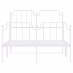 vidaXL Metal Bed Frame Home Bedroom Bed Base Mattress Foundation Bedstead - white, 120 x 200 cm/with headboard & footboard - Additional view 4