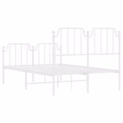 vidaXL Metal Bed Frame Home Bedroom Bed Base Mattress Foundation Bedstead - white, 120 x 200 cm/with headboard & footboard - Additional view 6