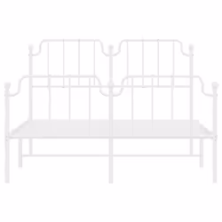 vidaXL Metal Bed Frame Home Bedroom Bed Base Mattress Foundation Bedstead - white, 135 x 190 cm/with headboard & footboard - Additional view 4