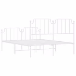 vidaXL Metal Bed Frame Home Bedroom Bed Base Mattress Foundation Bedstead - white, 135 x 190 cm/with headboard & footboard - Additional view 6