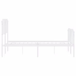 vidaXL Metal Bed Frame Home Bedroom Bed Base Mattress Foundation Bedstead - white, 140 x 190 cm/with headboard & footboard - Additional view 5