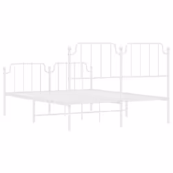 vidaXL Metal Bed Frame Home Bedroom Bed Base Mattress Foundation Bedstead - white, 140 x 190 cm/with headboard & footboard - Additional view 6