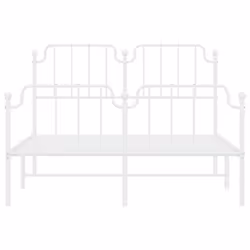vidaXL Metal Bed Frame Home Bedroom Bed Base Mattress Foundation Bedstead - white, 140 x 200 cm/with headboard & footboard - Additional view 4