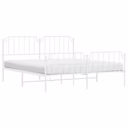 vidaXL Metal Bed Frame Home Bedroom Bed Base Mattress Foundation Bedstead - white, 183 x 213 cm/with headboard & footboard - Additional view 2
