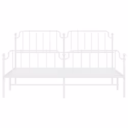 vidaXL Metal Bed Frame Home Bedroom Bed Base Mattress Foundation Bedstead - white, 183 x 213 cm/with headboard & footboard - Additional view 4