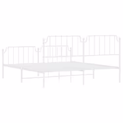 vidaXL Metal Bed Frame Home Bedroom Bed Base Mattress Foundation Bedstead - white, 183 x 213 cm/with headboard & footboard - Additional view 6