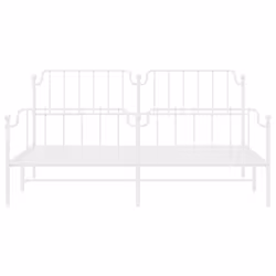vidaXL Metal Bed Frame Home Bedroom Bed Base Mattress Foundation Bedstead - white, 193 x 203 cm/with headboard & footboard - Additional view 4