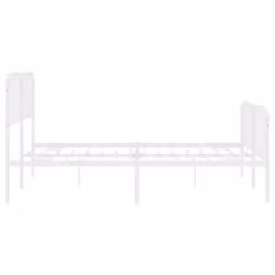 vidaXL Metal Bed Frame Home Bedroom Bed Base Mattress Foundation Bedstead - white, 193 x 203 cm/with headboard & footboard - Additional view 5