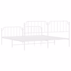 vidaXL Metal Bed Frame Home Bedroom Bed Base Mattress Foundation Bedstead - white, 193 x 203 cm/with headboard & footboard - Additional view 6
