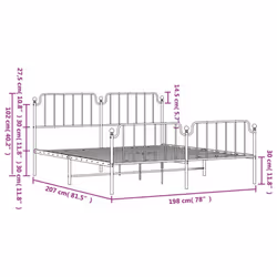 vidaXL Metal Bed Frame Home Bedroom Bed Base Mattress Foundation Bedstead - white, 193 x 203 cm/with headboard & footboard - Additional view 8
