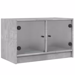 vidaXL TV Cabinet with Glass Doors TV Stand Entertainment Centre Brown Oak - concrete grey