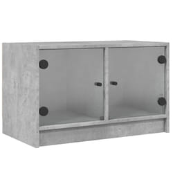vidaXL TV Cabinet with Glass Doors TV Stand Entertainment Centre Brown Oak - concrete grey