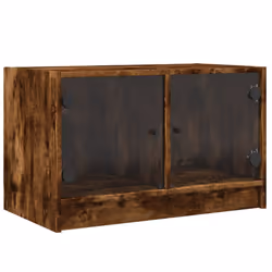 vidaXL TV Cabinet with Glass Doors TV Stand Entertainment Centre Brown Oak - smoked oak