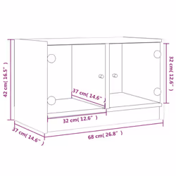 vidaXL TV Cabinet with Glass Doors TV Stand Entertainment Centre Brown Oak - smoked oak