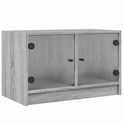 vidaXL TV Cabinet with Glass Doors TV Stand Entertainment Centre Brown Oak - grey sonoma