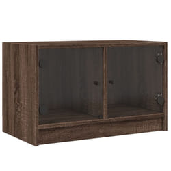 vidaXL TV Cabinet with Glass Doors TV Stand Entertainment Centre Brown Oak - brown oak