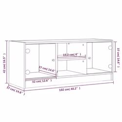 vidaXL TV Cabinet with Glass Doors TV Stand Entertainment Centre Smoked Oak - white