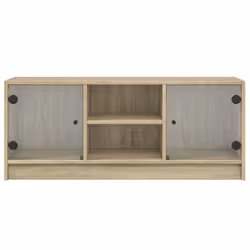vidaXL TV Cabinet with Glass Doors TV Stand Entertainment Centre Smoked Oak - sonoma oak - Additional view 5