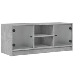 vidaXL TV Cabinet with Glass Doors TV Stand Entertainment Centre Smoked Oak - concrete grey