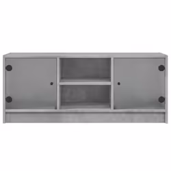 vidaXL TV Cabinet with Glass Doors TV Stand Entertainment Centre Smoked Oak - concrete grey - Additional view 5